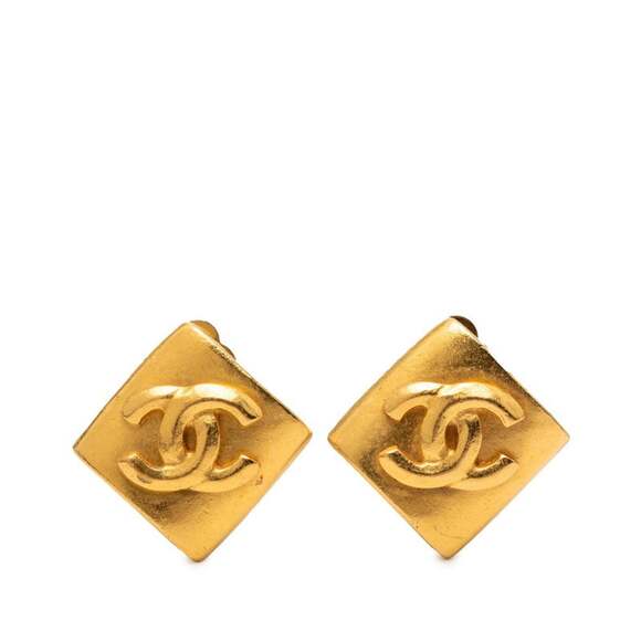 CHANEL Jewelry - CHANEL Vintage Gold Diamond Logo Earrings